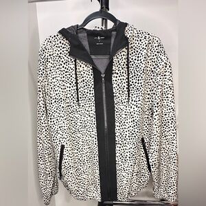 Lou & Grey Zip Jacket, Size Small Black and White